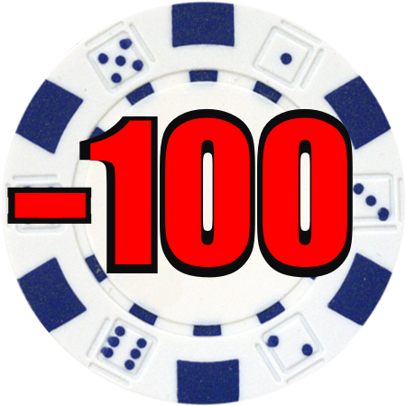 Minus $100 - poker chip